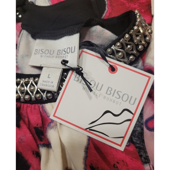 Bisou Bisou Multicolor Sleeveless Festive Blouse with Bling Size L - Picture 5 of 6